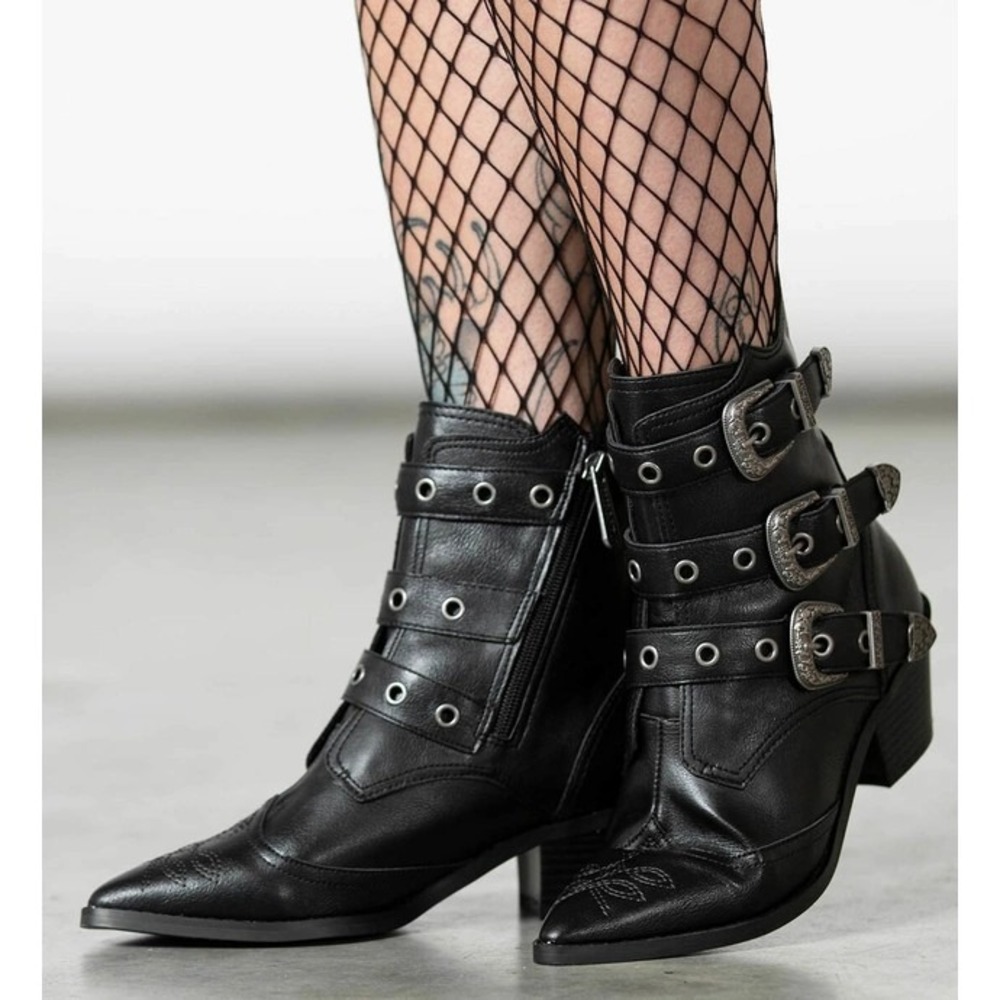 Killstar Winifred ankle winklepicker boots wester designs goth 6